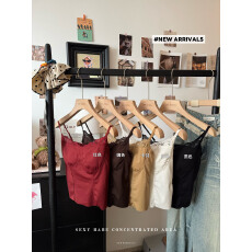 批发实拍~蕾丝拼接抹胸小吊带修身显瘦美背上衣带胸垫背心内搭外穿