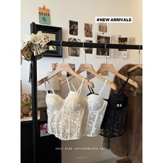 批发实拍 法式蕾丝鱼骨胸衣小吊带外穿纯欲<b class='q'>打底</b><b class='q'>背心</b>内搭性感束腰抹胸