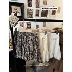 批发实拍 夏季法式浪漫波点豹纹半身裙时尚设计感a字大摆短裙女