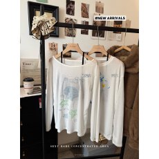 批发实拍~夏季新款设计感印花宽松<b class='q'>长袖</b>薄款微透防晒衣T恤女+挂脖抹胸