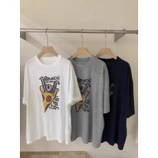 21支纯棉210克100%棉 时尚超火夏季新款印花披萨图案短袖T恤女