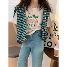 批发<b class='q'>官</b>图 21支纯棉210克100%棉短袖T恤女宽松<b class='q'>韩国</b>东大门印花