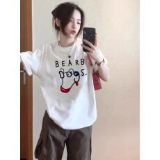 批发重磅纯棉白色正肩短袖t恤女2025新款夏季宽松设计感小众韩版上衣