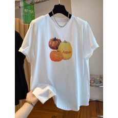 批发<b class='q'>官</b>图 21支纯棉210克（100%棉）大码<b class='q'>韩国</b>南瓜印花t恤女短袖