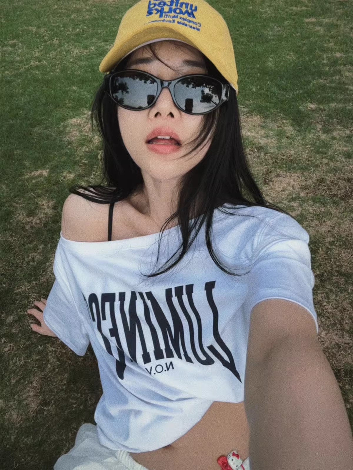 순면 220 그램 92 면 8 암모니아 Lun 새로운 여름 비스듬한 칼라 오프숄더 오프숄더 반팔 티셔츠 여성 프린트