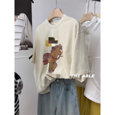 批发<b class='q'>官</b>图 21支纯棉210克（100%棉）短袖T恤女宽松<b class='q'>韩国</b>小众设计感