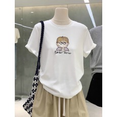 批发21支纯棉-210克100%棉 时尚超火夏装慵懒宽松卡通印花短袖T恤韩系