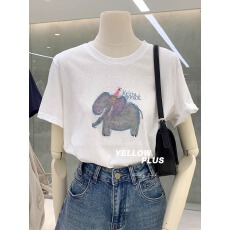 批发21支纯棉-210克100%棉 时尚超火夏装慵懒宽松卡通印花短袖T恤韩系