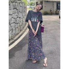 官图 21支纯棉-210克100%棉 夏装慵懒宽松卡通印花短袖T恤韩系