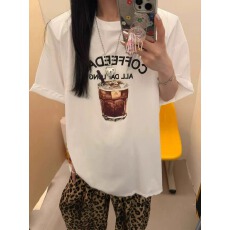 官图 21支纯棉-210克100%棉 夏装慵懒宽松卡通印花短袖T恤韩系