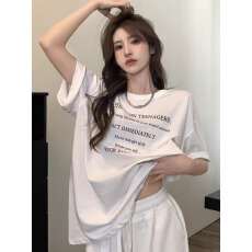 批发外贸 韩版纯棉短袖<b class='q'>T</b><b class='q'>恤</b>女2026夏装新款慵懒宽松<b class='q'>卡通</b>印花大码上衣潮