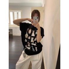 批发夏装慵懒宽松卡通印花短袖T恤韩系