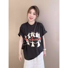 批发官图 21支纯棉-210克100%棉 夏装大码宽松卡通<b class='q'>短袖</b>T恤女印花