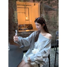 批发<b class='q'>韩国</b>外贸新款 华棉复合 薄款/加绒 卫衣女设计感<b class='q'>蕾丝</b>花边刺绣