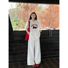 批发21支纯棉-210克100%棉 春装<b class='q'>长袖</b><b class='q'>T</b><b class='q'>恤</b>女宽松上衣印花