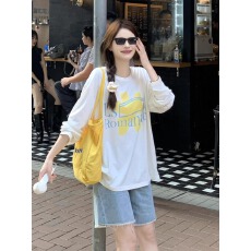 批发21支纯棉-210克 秋装<b class='q'>长袖</b><b class='q'>T</b><b class='q'>恤</b>女宽松上衣印花