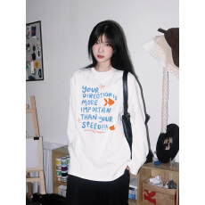 批发官图 21支纯棉-210克100%棉 春装<b class='q'>长袖</b><b class='q'>T</b><b class='q'>恤</b>女宽松上衣印花