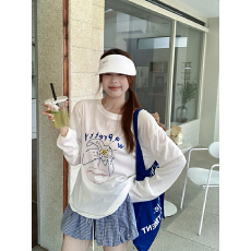 批发官图 21支纯棉-210克100%棉 秋装<b class='q'>长袖</b><b class='q'>T</b><b class='q'>恤</b><b class='q'>女</b>宽松上衣印花