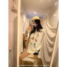 批发官图 21支纯棉-210克100%棉 秋装<b class='q'>长袖</b><b class='q'>T</b><b class='q'>恤</b><b class='q'>女</b>宽松上衣印花