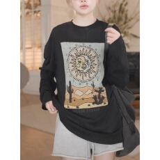批发21支纯棉-210克  秋装<b class='q'>长袖</b><b class='q'>T</b><b class='q'>恤</b>女宽松上衣印花