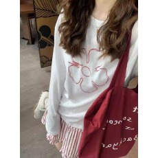 批发官图 21支纯棉-210克100%棉 春装<b class='q'>长袖</b><b class='q'>T</b><b class='q'>恤</b>女宽松上衣印花