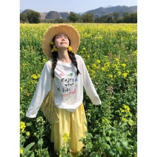 批发官图 21支纯棉-210克  秋装长袖T恤女宽松<b class='q'>上衣</b>印花