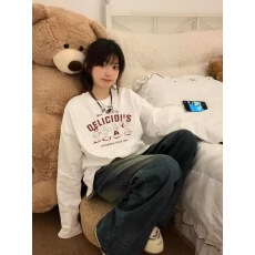 批发官图 21支纯棉-210克 秋装长袖T恤女宽松<b class='q'>上衣</b>印花