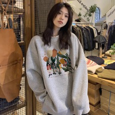 批发官图 实价 仿棉华棉复合-薄款310g加绒400g 圆领卫衣女印花跨境