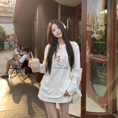 批发官图 21支纯棉-210克100%棉 秋装<b class='q'>长袖</b><b class='q'>T</b><b class='q'>恤</b>女宽松上衣印花