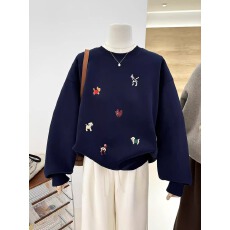 批发官图 实价 仿棉华棉复合-薄款310g加绒400g 圆领卫衣女印花跨境