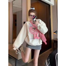批发外贸大码 华棉复合 薄款/加绒  甜美减龄长袖卫衣女重工刺绣