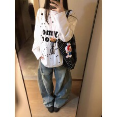 批发21支纯棉-210克  秋装<b class='q'>长袖</b><b class='q'>T</b><b class='q'>恤</b>女宽松上衣印花