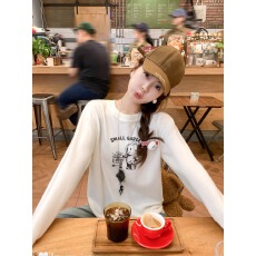 批发官图 21支纯棉-210克100%棉 秋装<b class='q'>长袖</b><b class='q'>T</b><b class='q'>恤</b>女宽松上衣印花