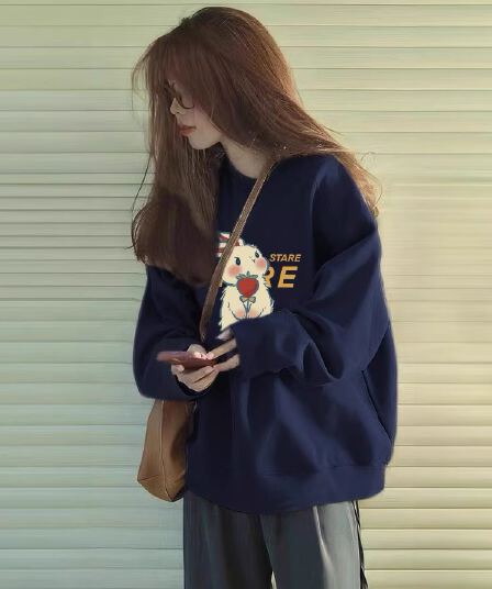 경관 그림 후아 면 복합 얇은 스타일 310g 털이 있는 400g 가을 겨울 의류 라운드 넥 후드티 여성 프린트 국경 간