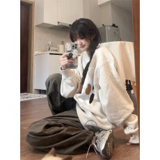 批发2026韩国 仿棉华棉复合-薄款310g加绒400g 圆领<b class='q'>卫衣</b>女印花跨境