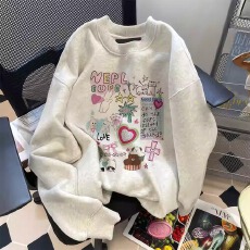 批发官图 实价 华棉复合-薄款310g加绒400g 秋冬装圆领<b class='q'>卫衣</b>女印花外贸