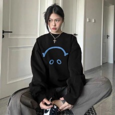 官图 实价 华棉复合-薄款310g加绒400g 秋冬装圆领卫衣女印花外贸