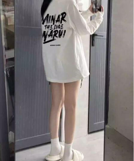 경관 그림 21 순면 210 그램 가을 의상 긴팔 티셔츠 여성 루즈핏 맨위 프린트