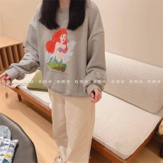 批发官图 实价 华棉复合-薄款/加绒 跨境英文洗水标圆领卫衣女印花