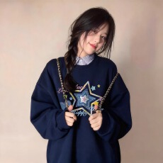 批发官图 实价 华棉复合-薄款/加绒 跨境英文洗水标圆领卫衣女印花
