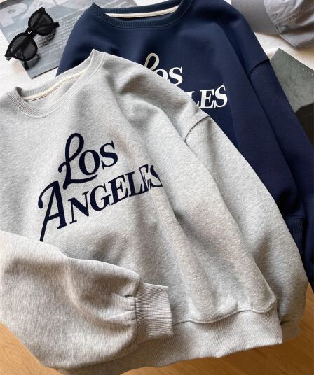 경관 그림 후아 면 복합 얇은 스타일 털이 있는 가을 겨울 의류 털이 있는 라운드 넥 후드티 여성 프린트 아기 플러시
