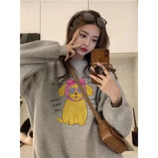 批发官图 实价 华棉复合-薄款/加绒 秋冬装加绒圆领卫衣女<b class='q'>印花</b>宝宝绒