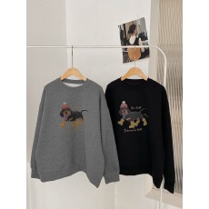 批发韩国外贸 华棉复合-薄款/加绒 秋冬装加绒圆领卫衣女印花<b class='q'>宝宝</b>绒