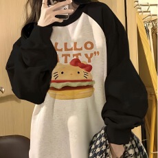 批发韩国外贸 华棉复合-薄款310g加绒400g 秋冬装插肩袖卫衣女撞色