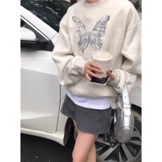 薄款/加绒圆领卫衣女印花跨境