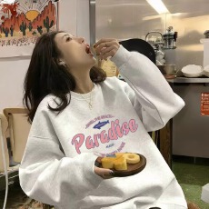 批发官图 实价 华棉复合-薄款/加绒 秋冬装加绒圆领卫衣女印花<b class='q'>宝宝</b>绒