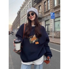 批发官图 实价 华棉复合-薄款/加绒 秋冬装加绒圆领卫衣女印花<b class='q'>宝宝</b>绒