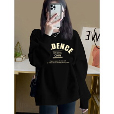 批发韩国外贸 华棉复合-薄款/加绒 秋冬装加绒圆领卫衣女印花宝宝绒