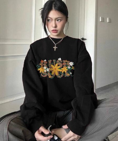 경관 그림 정가 후아 면 복합 얇은 스타일 털이 있는 가을 겨울 의류 털이 있는 라운드 넥 후드티 여성 프린트 아기 플러시