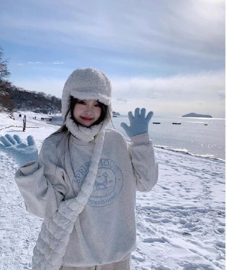경관 그림 정가 후아 면 복합 얇은 스타일 털이 있는 가을 겨울 의류 털이 있는 라운드 넥 후드티 여성 프린트 아기 플러시